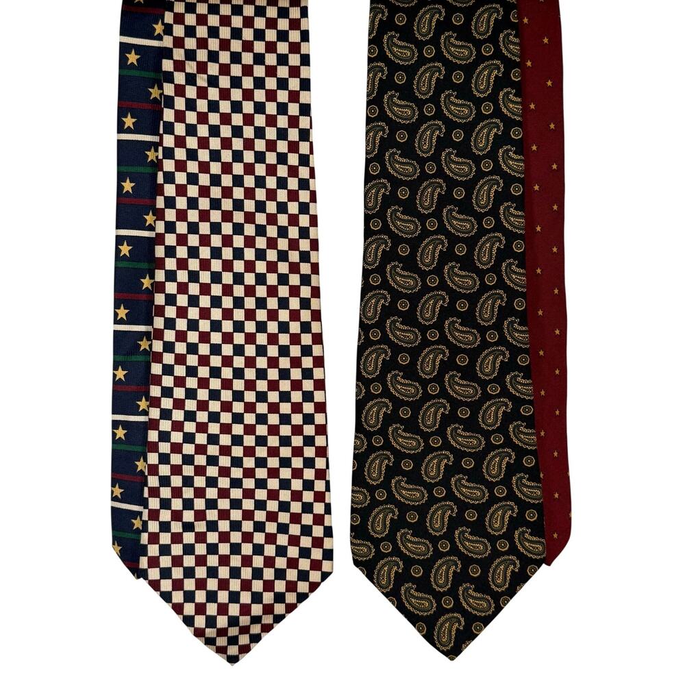 Vintage 90s Tommy Hilfiger Ties 59" Silk Set of 2 Italy Made 59” Luxury Neckties